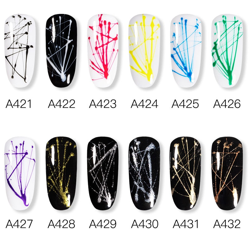 ROSALIND Gel Spider Line For Nails Art Gel Polish UV Colors Painting Gel Nail Polish Spider Gel Lacquer Web Stickers Gel Polish 