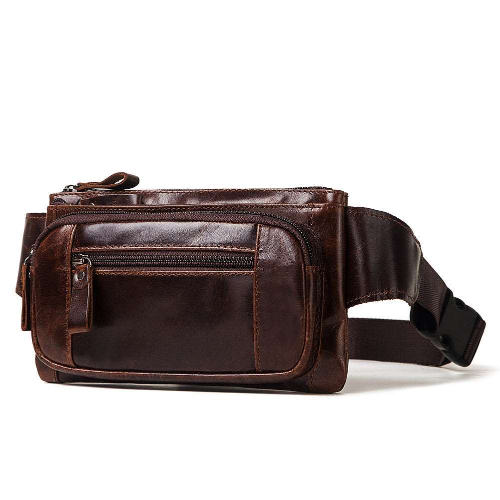 Genuine Leather Men's Waist Bag First Layer Leather Multifunctional Chest Bag Retro Messenger Bag