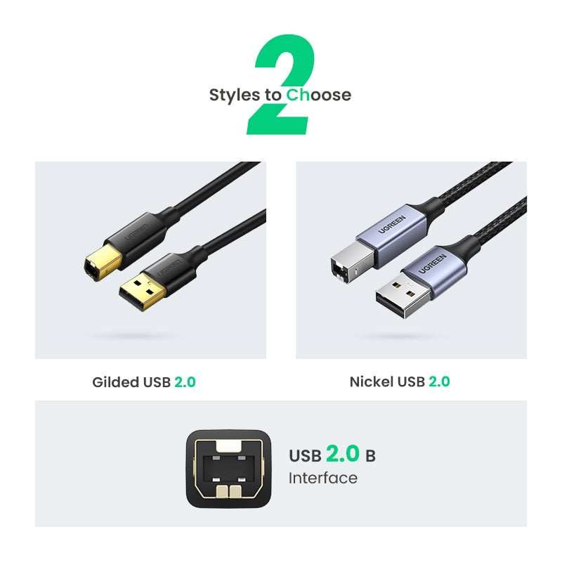 Ugreen USB Printer Cable USB Type B Male to A Male USB 3.0 2.0 Cable for Canon Epson HP ZJiang Label Printer DAC USB Printer 