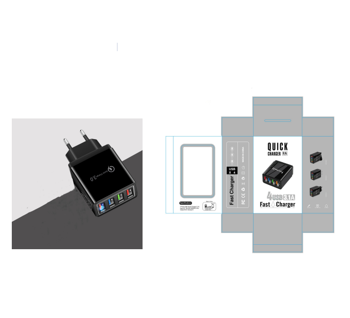 USB-Ladegerät Quick Charge 3.0 4 Handy-Adapter für Tablet, tragbares mobiles Wandladegerät, Schnellladegerät