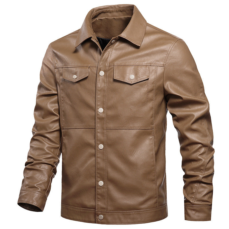 Motorcycle Lapel Young Men's Leather Jacket