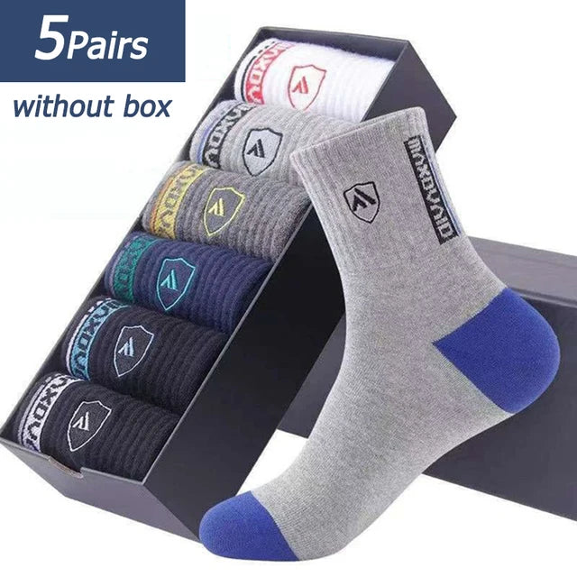 5 Pairs Men's Sports Socks Apring and Autumn Summer Leisure Sweat Absorbent Comfortable Thin Breathable Basketball Meias EU 38-43