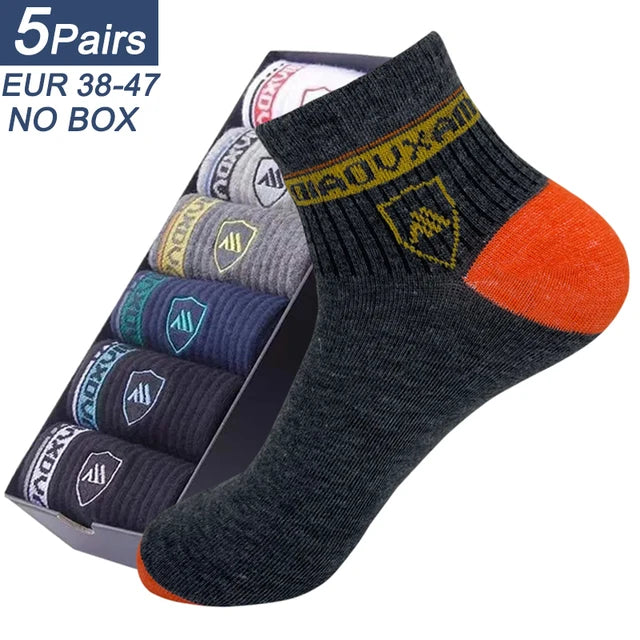 5 Pairs Men's Sports Socks Apring and Autumn Summer Leisure Sweat Absorbent Comfortable Thin Breathable Basketball Meias EU 38-43