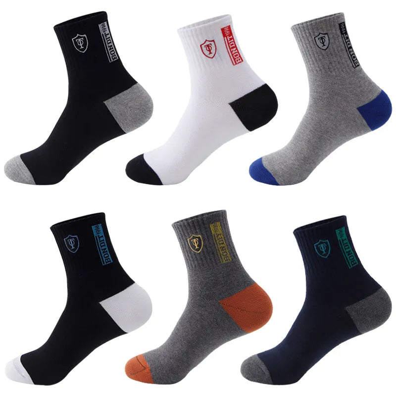 5 Pairs Men's Sports Socks Apring and Autumn Summer Leisure Sweat Absorbent Comfortable Thin Breathable Basketball Meias EU 38-43