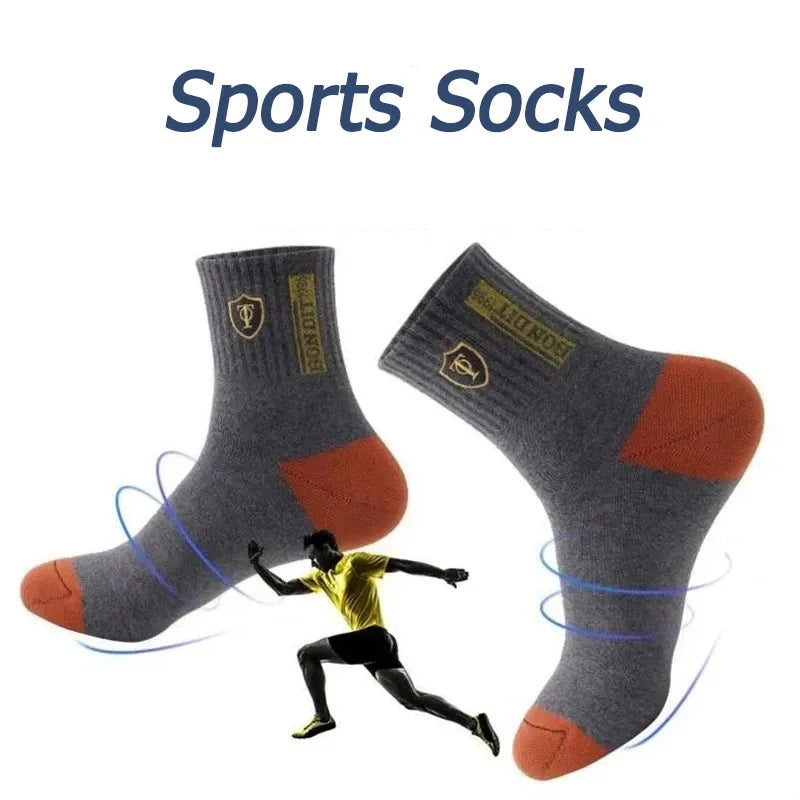 5 Pairs Men's Sports Socks Apring and Autumn Summer Leisure Sweat Absorbent Comfortable Thin Breathable Basketball Meias EU 38-43