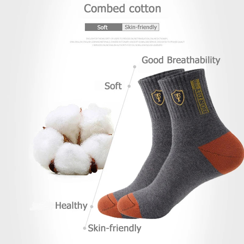 5 Pairs Men's Sports Socks Apring and Autumn Summer Leisure Sweat Absorbent Comfortable Thin Breathable Basketball Meias EU 38-43