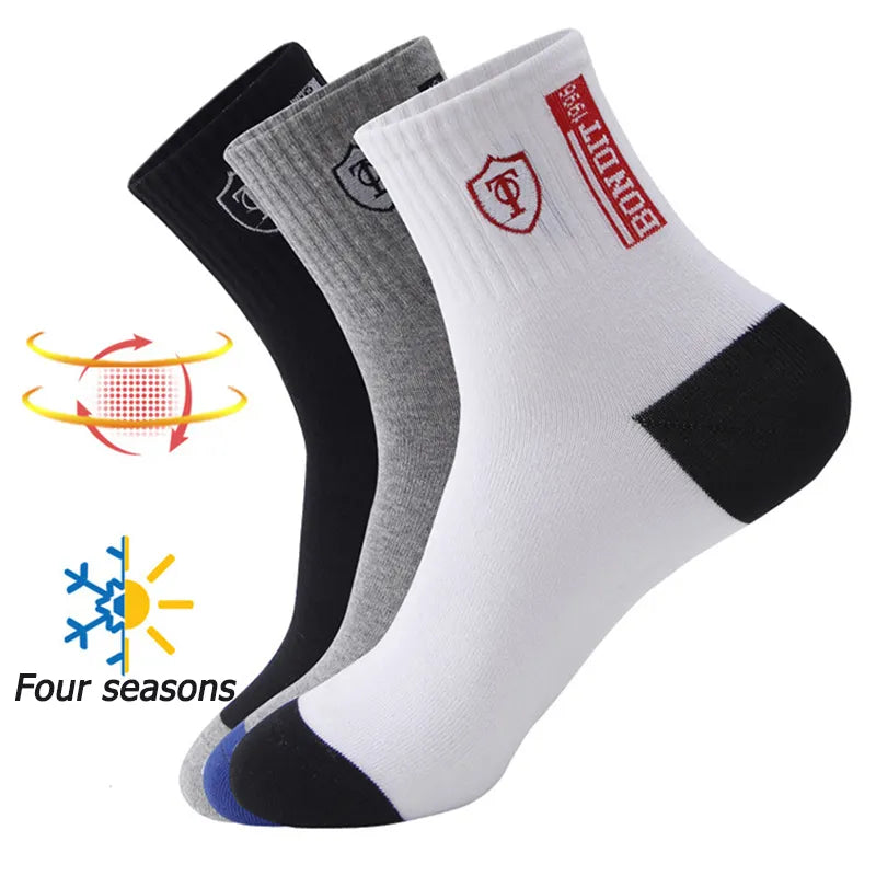 5 Pairs Men's Sports Socks Apring and Autumn Summer Leisure Sweat Absorbent Comfortable Thin Breathable Basketball Meias EU 38-43