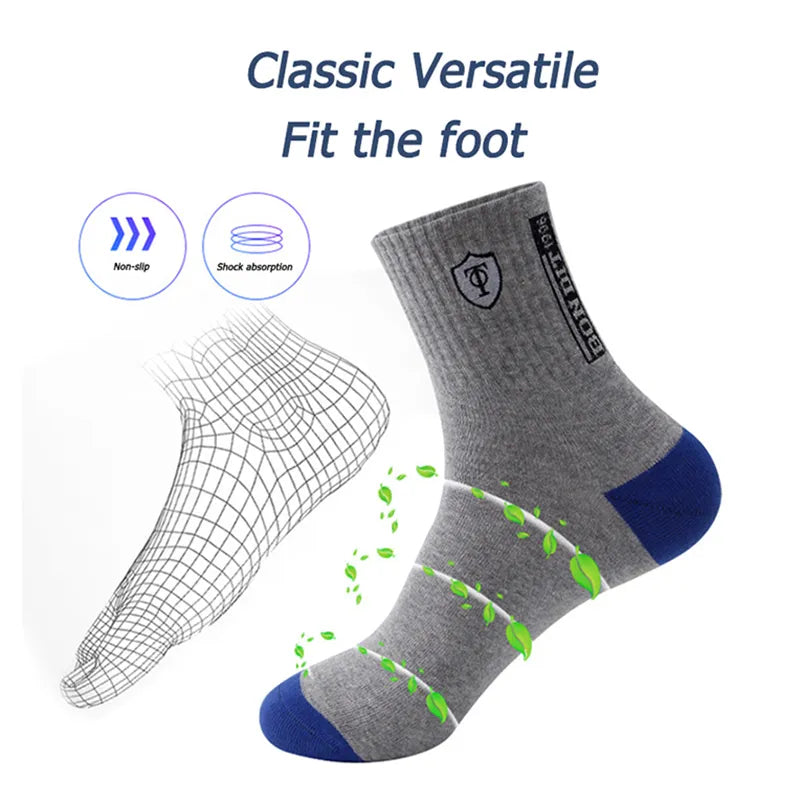 5 Pairs Men's Sports Socks Apring and Autumn Summer Leisure Sweat Absorbent Comfortable Thin Breathable Basketball Meias EU 38-43