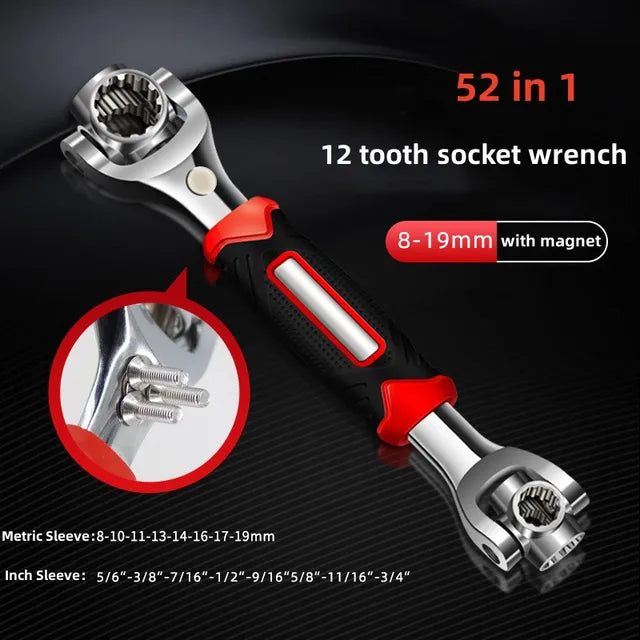 52 In 1 Universal Wrench 360 Degree Rotating Socket Multifunction Wrench Ratchet Repair Tools Torque Wrenches Hand Tools