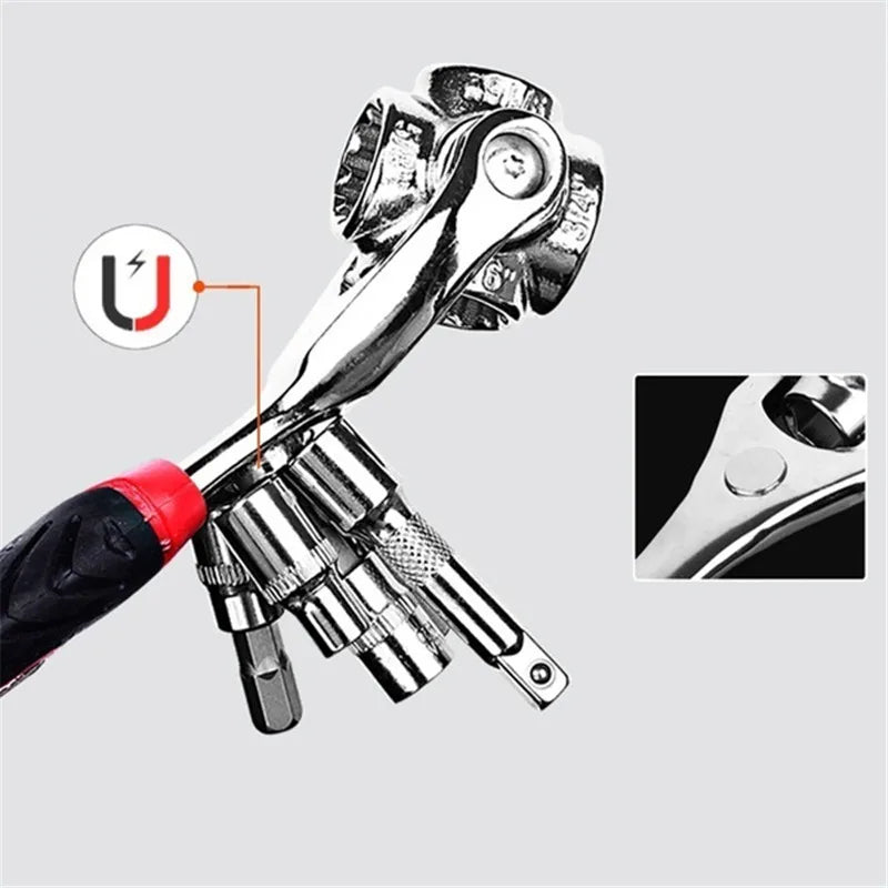 52 In 1 Universal Wrench 360 Degree Rotating Socket Multifunction Wrench Ratchet Repair Tools Torque Wrenches Hand Tools