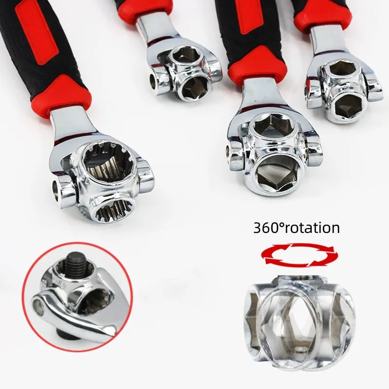 52 In 1 Universal Wrench 360 Degree Rotating Socket Multifunction Wrench Ratchet Repair Tools Torque Wrenches Hand Tools