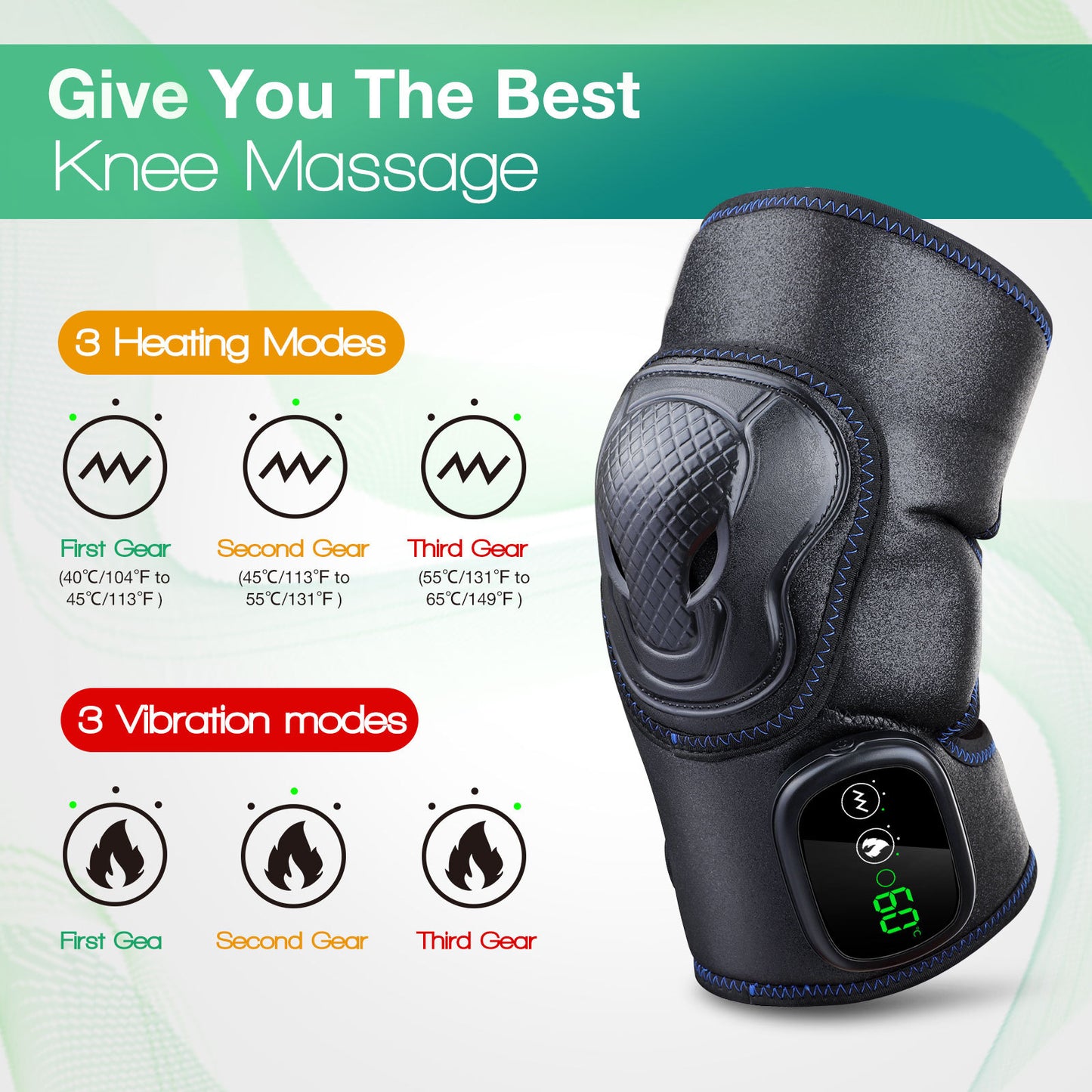 New Electric Heating Vibration Massage Knee Pads Rechargeable Winter Knee Warming Elderly Health Care