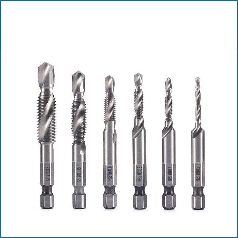 Hexagon Shank Composite Tap HSS Machine Tap Drilling Tap Chamfering Multifunctional Titanium Coated Spiral Tap Contain Cobalt 