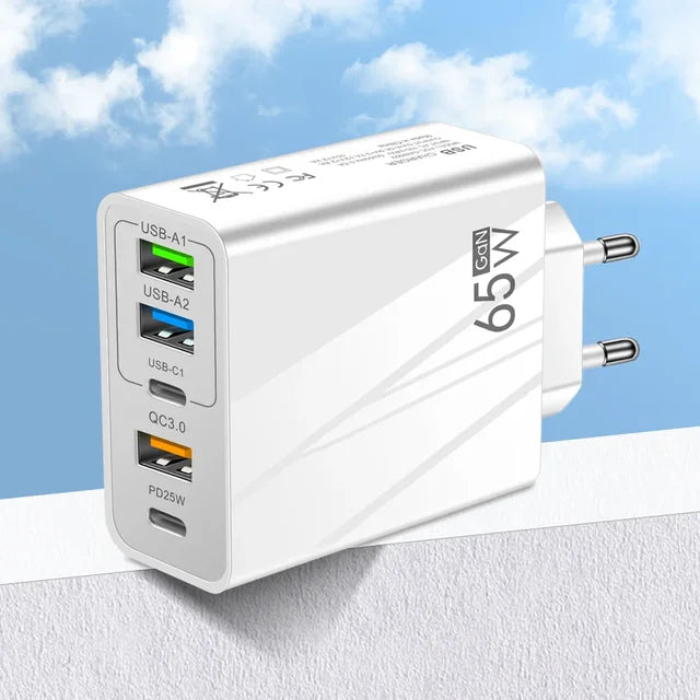 65w Fast Charger Mobile Charging Head Pd Plus 3usb Travel Multi Interface Charger 3.1A For Samsung Xiaomi Iphone Eu Us Adapter