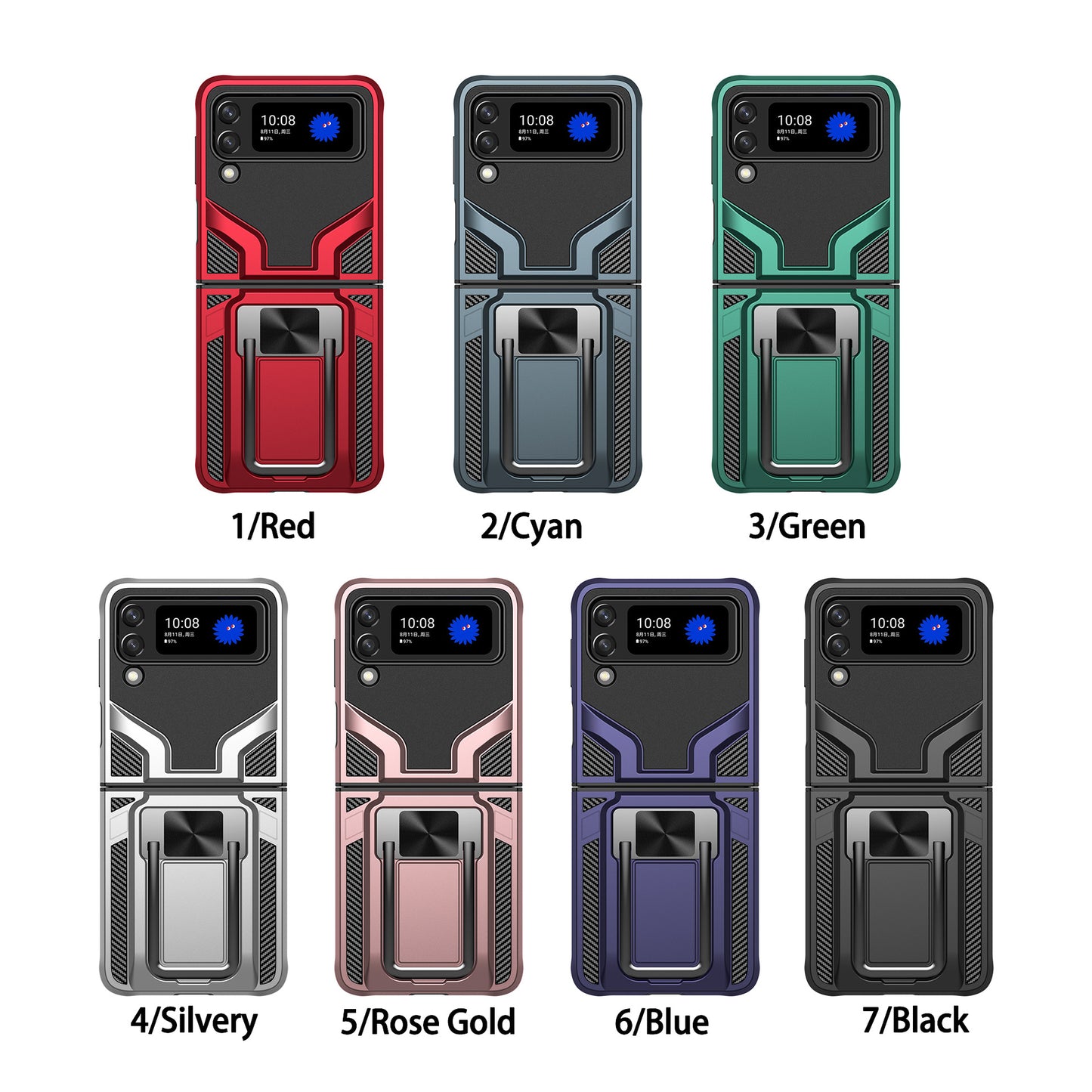 Suitable For Samsung Z Flip3 Mobile Phone Case Galaxy Zflip3 Folding Protective Cover 5G Bracket Anti-Fall