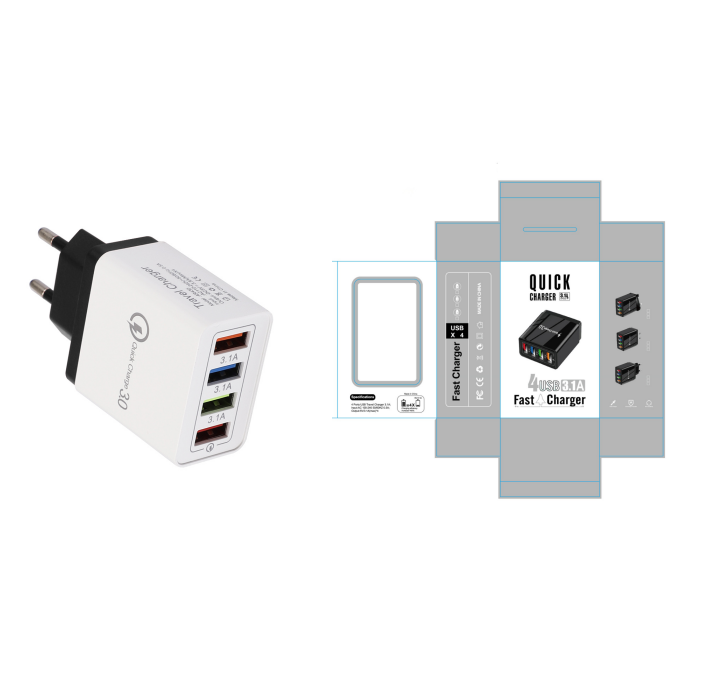 USB-Ladegerät Quick Charge 3.0 4 Handy-Adapter für Tablet, tragbares mobiles Wandladegerät, Schnellladegerät