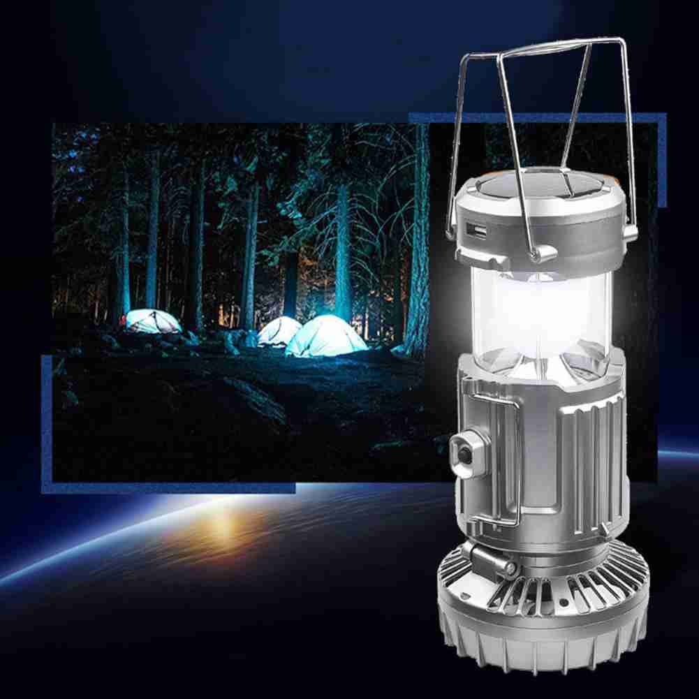 Tragbare Outdoor-LED-Camping-Laterne mit Ventilator, Solarladung, wiederaufladbares Licht, hängende Zeltlampe, Fisch-Taschenlampe