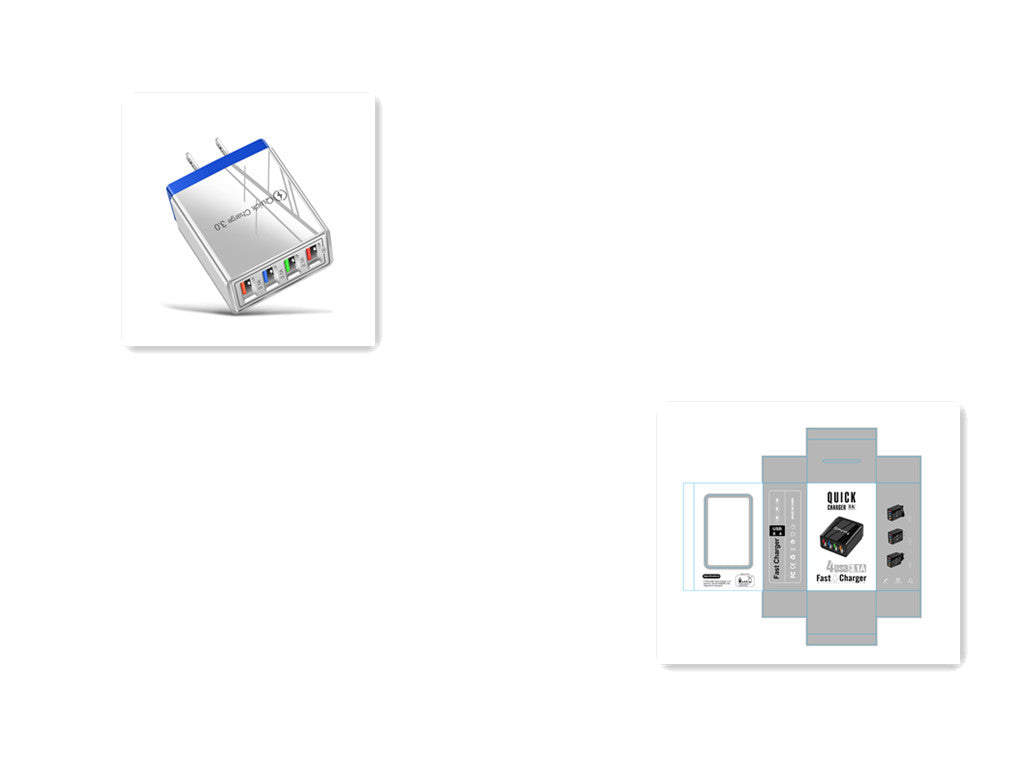 USB-Ladegerät Quick Charge 3.0 4 Handy-Adapter für Tablet, tragbares mobiles Wandladegerät, Schnellladegerät