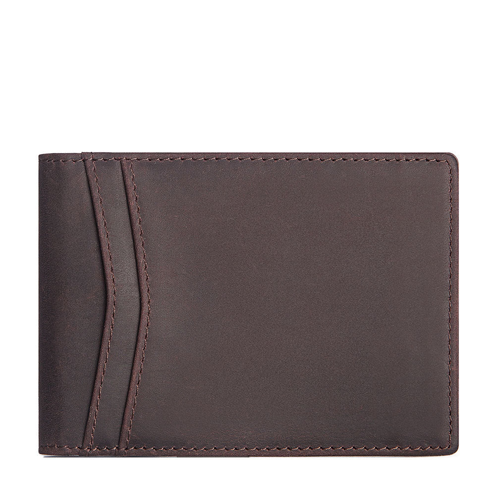 Genuine Leather Wallet Top Layer Cowhide Men's Dollar Clip Multi-Card Men's Coin Purse Wallet