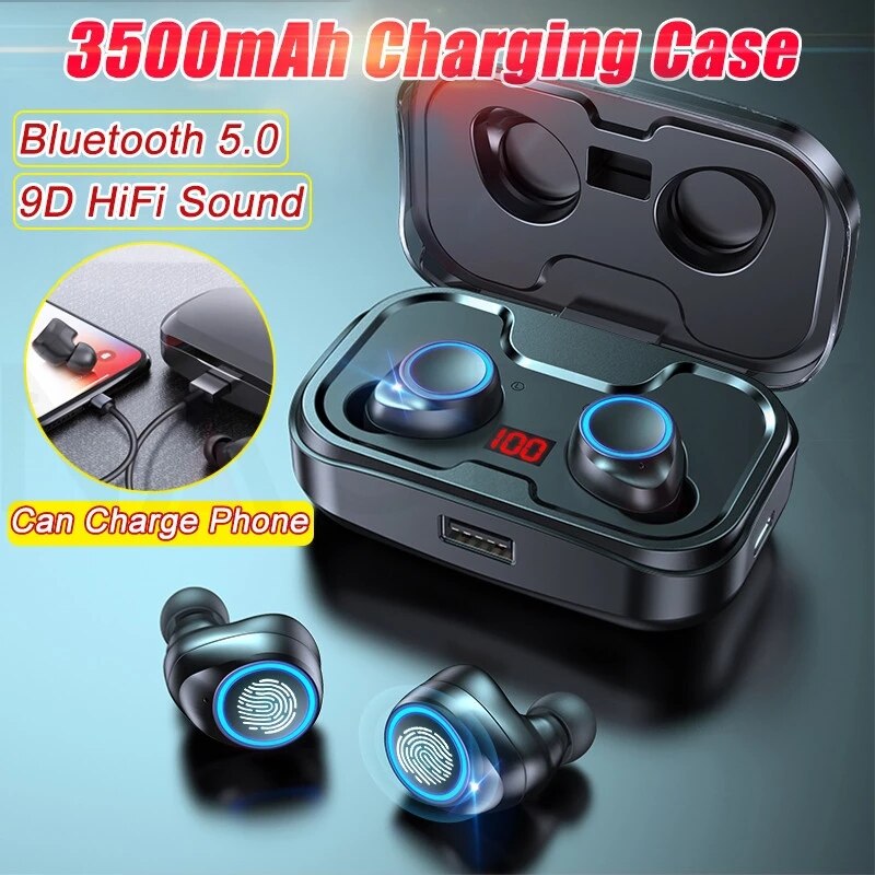 TWS-X10 Bluetooth Headset HIFI Stereo Active Noise Reduction 3500mAh Charging Box Sports Waterproof With Mic Wireless Earphones 