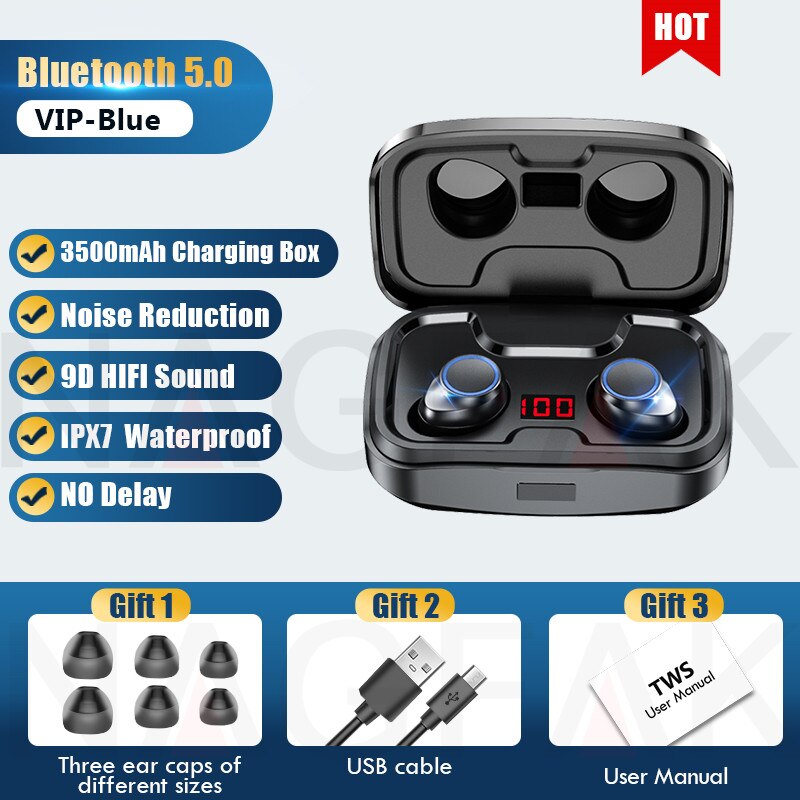 TWS-X10 Bluetooth Headset HIFI Stereo Aktive Rauschunterdrückung 3500 mAh Lade Box Sport Wasserdicht Mit Mikrofon Drahtlose Kopfhörer 