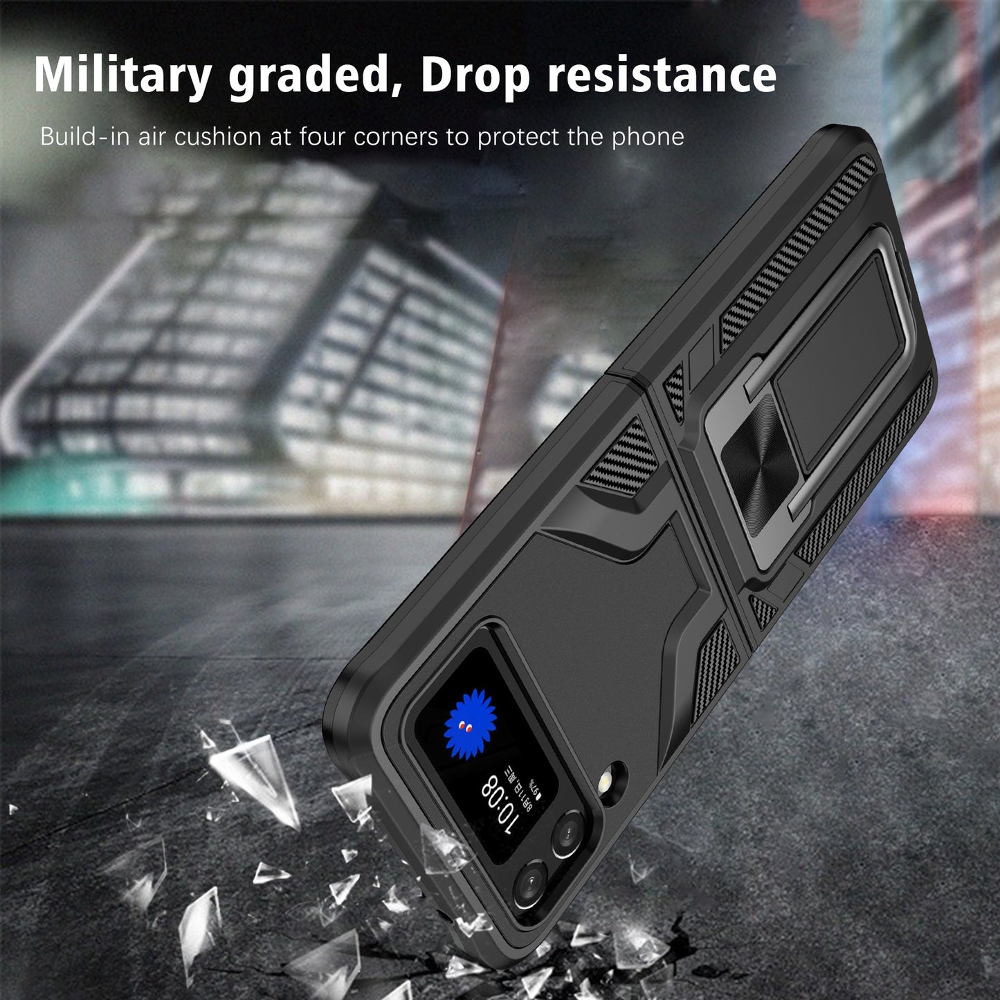 Suitable For Samsung Z Flip3 Mobile Phone Case Galaxy Zflip3 Folding Protective Cover 5G Bracket Anti-Fall