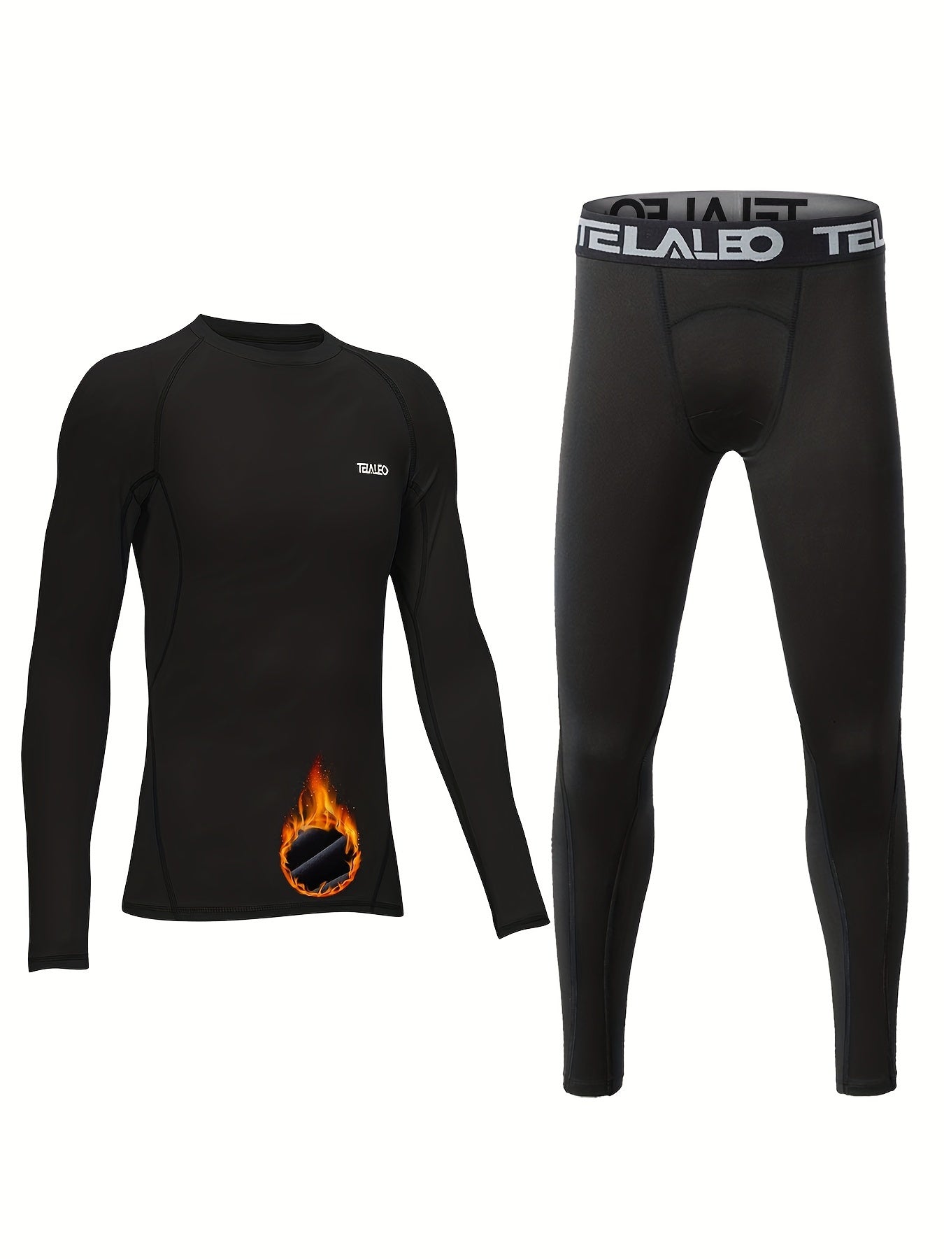 TELALEO Thermo-Kompressionsshirt Und -hose Für Jungen Und Mädchen, Langärmliges, Mit Fleece Gefüttertes Baselayer-Oberteil Und Leggings, Sportliches Fußball-Unterhemd-Set 