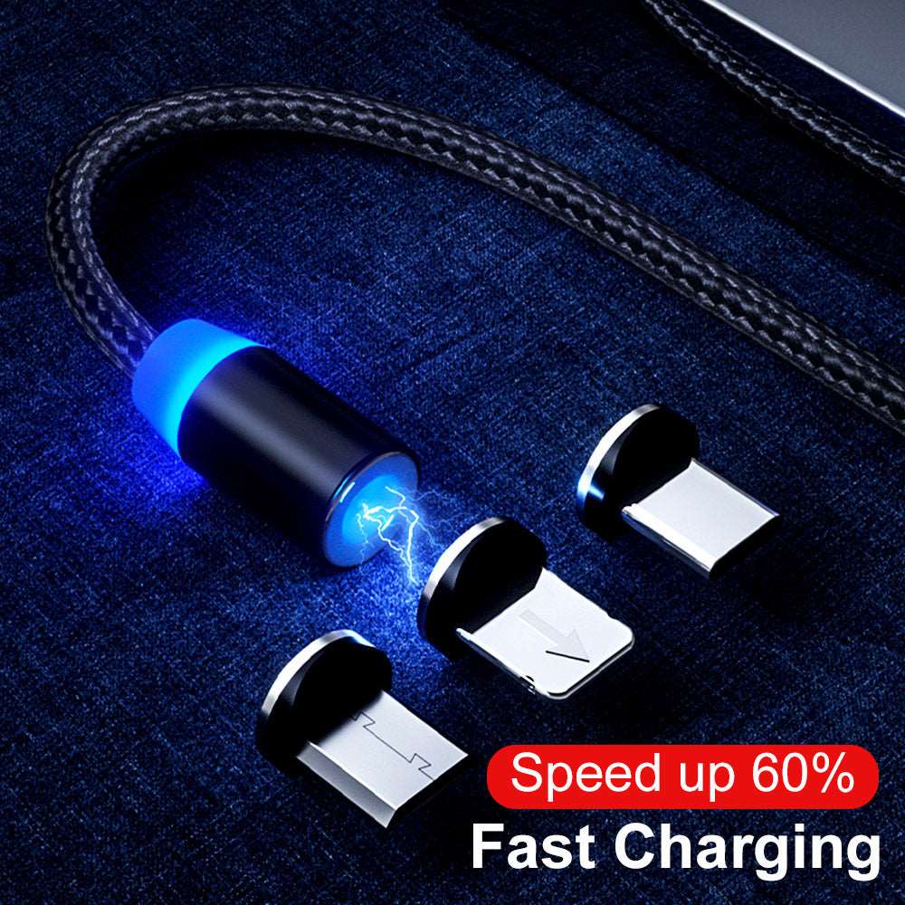 Magnetic Data Cable, Fast Charging, Flash Charging Tip, Car Charging Cable, Three In One