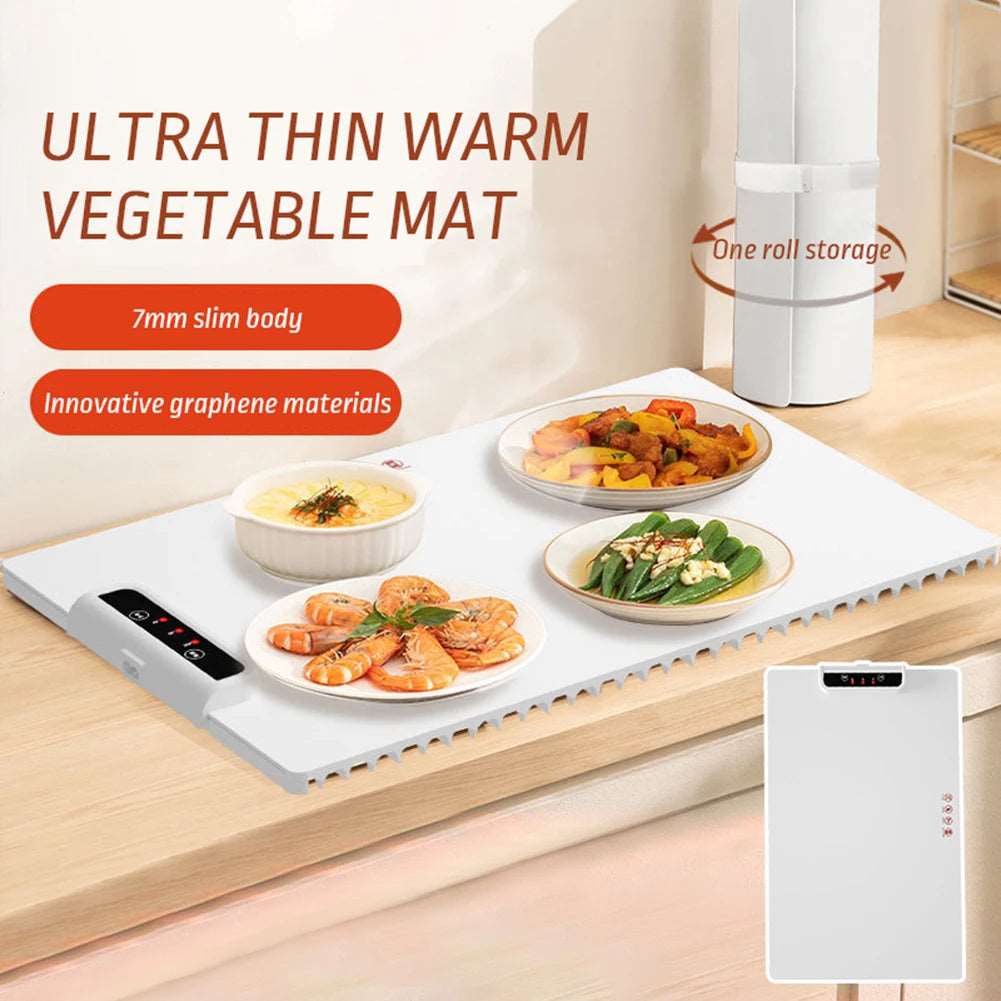 240W Fast Heating Food Electric Warming Tray Foldable Food Warm Plate Adjustable Temperature 60℃-100℃ Keep Food Hot Constant Mat