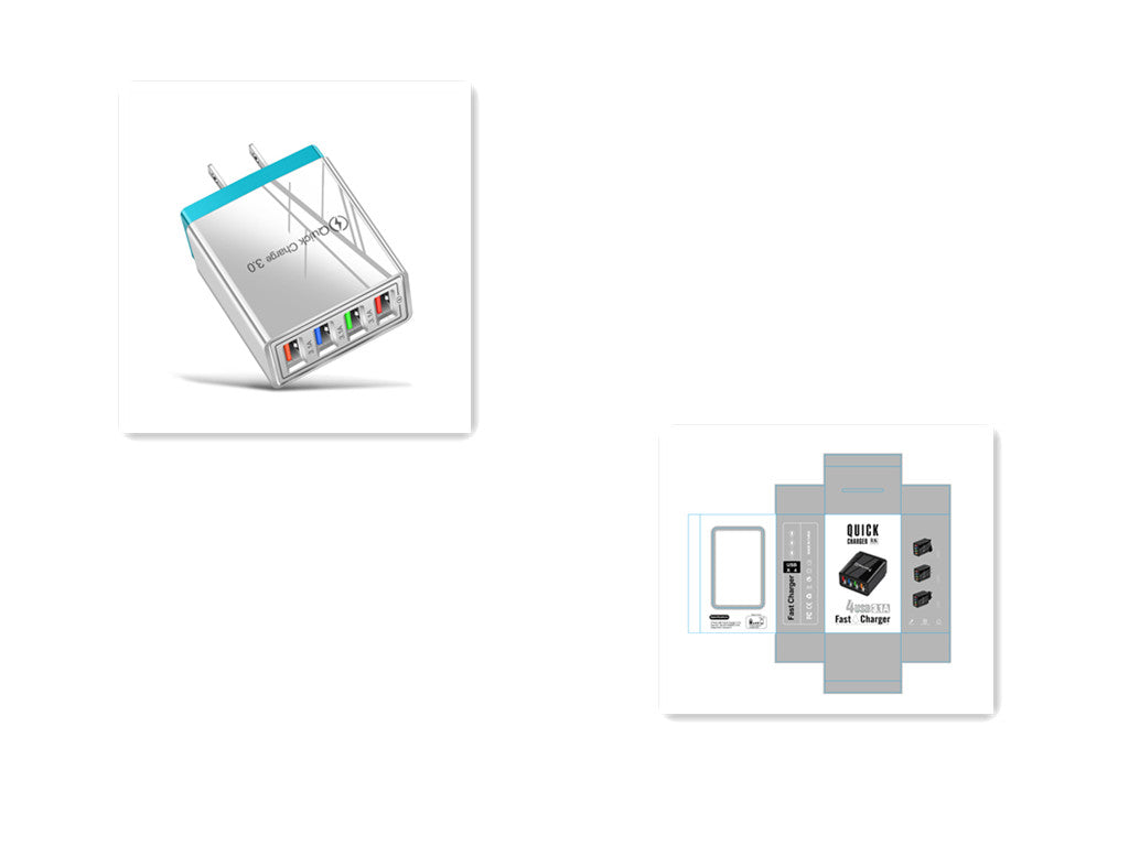 USB-Ladegerät Quick Charge 3.0 4 Handy-Adapter für Tablet, tragbares mobiles Wandladegerät, Schnellladegerät