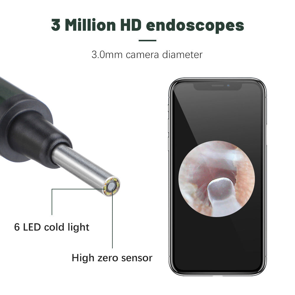 WiFi Visible Ear-Digging Endoscope 3.9mm Visible Ear Spoon Luminous Ear Speculum HD Ear-Picking Stick