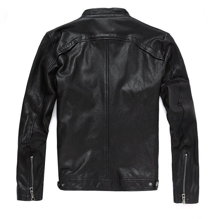 Men's Leather Leather Slim-fit Motorcycle Goatskin Leather Jacket Cowhide