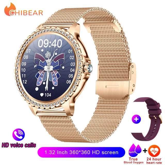 AMOLED Screen Smart Watch Heart Rate Blood Oxygen Fashion Ladies Bracelet 2023 Bluetooth Call Smartwatch Womoen For Android IOS