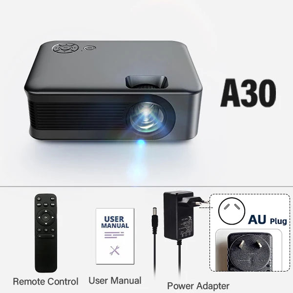 AUN Portable Projector Mini A30 Upgrade Home Theater Projectors 4K Video Play Via HD Port Smart Tv Screens Cinema Beam Laser 3D