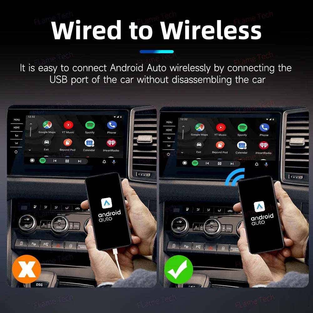 Adattatore Wireless per Auto Android Smart AI Box Car OEM cablato Android Auto a Dongle USB Wireless per SamSung XiaoMi il più nuovo Mini corpo