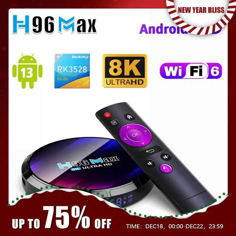 Android TV Box H96MAX RK3528 4GB RAM 64GB ROM Android Box Support 2.4G/5.8G WiFi6 BT5.0 4K Video Set Top TV Box