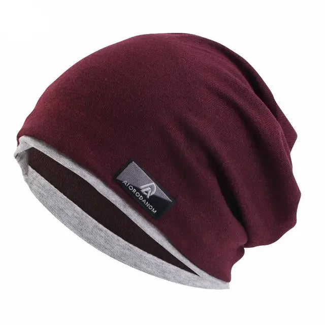 Autumn and Winter Cashmere Double Layer Skullies Bennies Unisex Pullover Hat