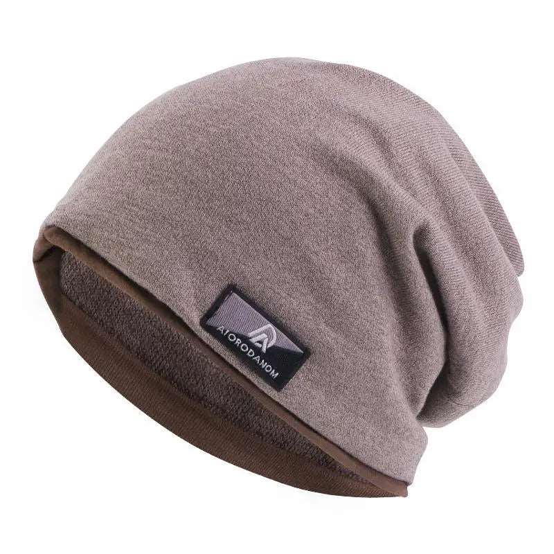 Autumn and Winter Cashmere Double Layer Skullies Bennies Unisex Pullover Hat