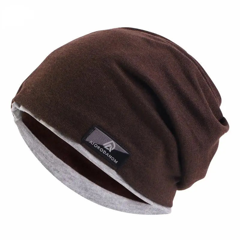 Autumn and Winter Cashmere Double Layer Skullies Bennies Unisex Pullover Hat