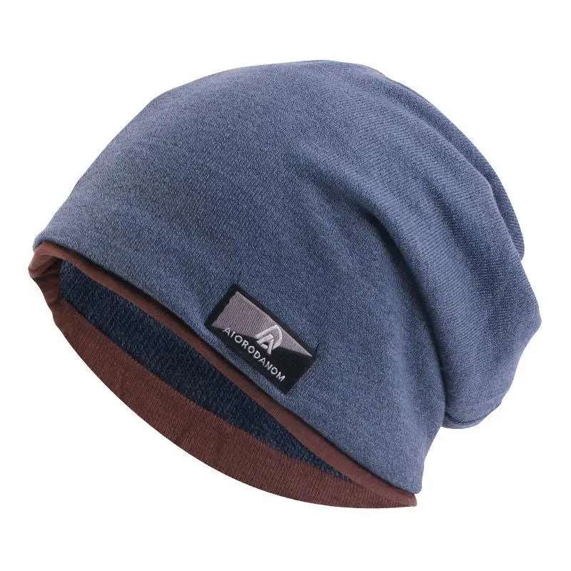 Autumn and Winter Cashmere Double Layer Skullies Bennies Unisex Pullover Hat