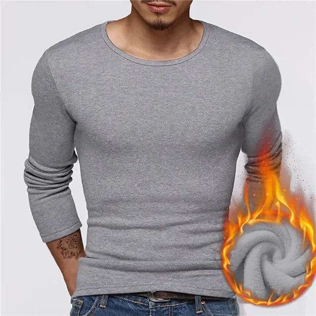 Autumn Winter Thermo Pullover Long Sleeve Base Tee Men Thermal Underwear Tops Fleece Thickened T-shirt Thin Bottom Warm Clothes