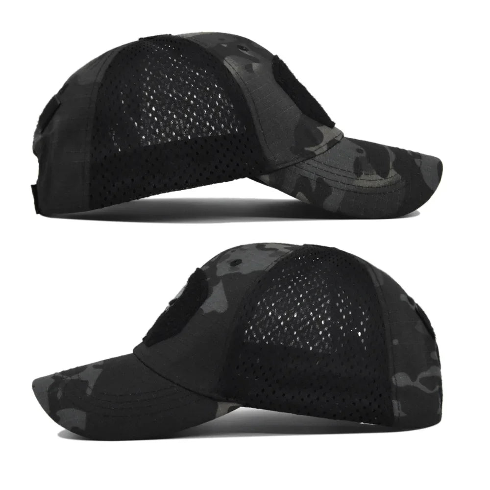 Tactical Military Baseball Caps Multicolor Camouflage Breathable Sun Visor Mesh Outdoor Hunting Hiking Skeleton Snapback Hat