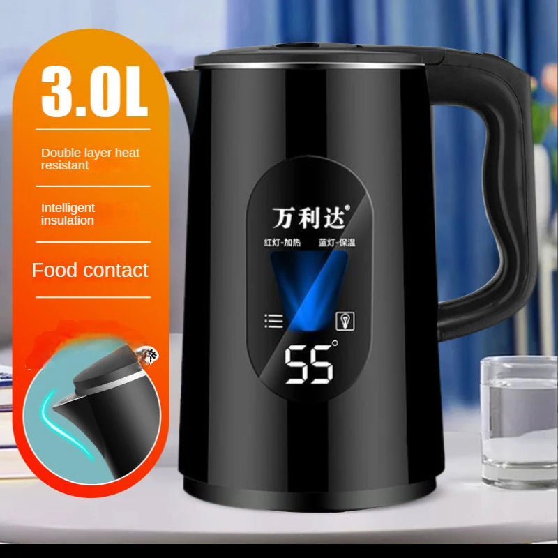 3L Electric Kettle Household Intelligent Thermal Kettle Anti-scalding Button Electric Kettle Automatic Kettle 220V