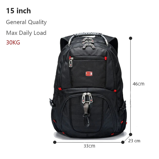 Swiss Bags-Multifunctional 17 Inch Durable Laptop Backpack, 45L Travel Bag, College Bookbag, USB Charging Port, Water Resistant