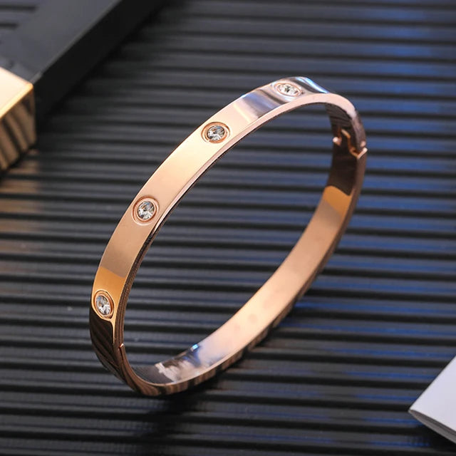 Gold Plating Lover Bracelets and Bangles for Women Charming Zircon Couple Bracelet 2023 New Trendy Luxury Jewelry Gifts