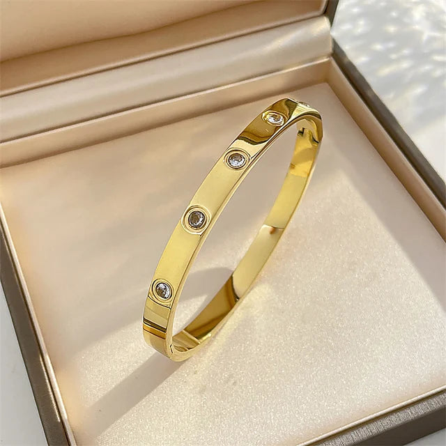 Gold Plating Lover Bracelets and Bangles for Women Charming Zircon Couple Bracelet 2023 New Trendy Luxury Jewelry Gifts