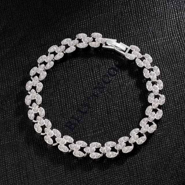 Braccialetto di cristallo romano di lusso per le donne braccialetti a catena a cuore di moda braccialetto di strass accessori per gioielli da sposa spedizione gratuita