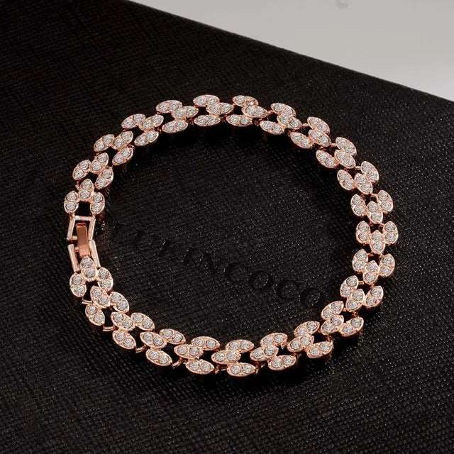 Braccialetto di cristallo romano di lusso per le donne braccialetti a catena a cuore di moda braccialetto di strass accessori per gioielli da sposa spedizione gratuita