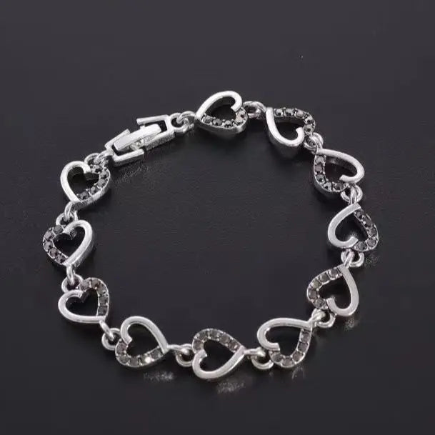 Luxus römischen Kristall Armband für Frauen Mode Herz Kette Armbänder Strass Armband Hochzeit Schmuck Zubehör Kostenloser Versand