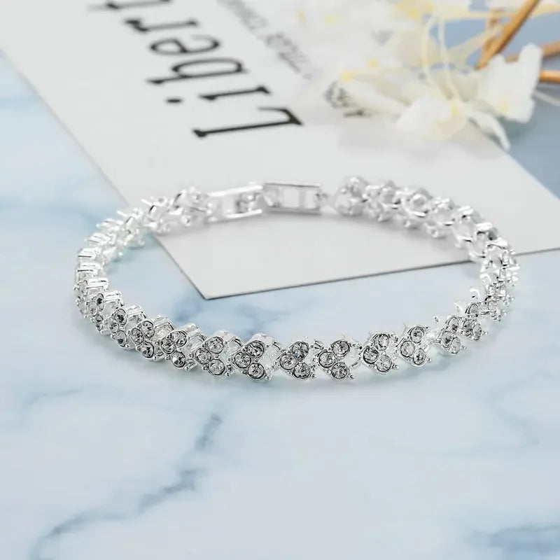 Braccialetto di cristallo romano di lusso per le donne braccialetti a catena a cuore di moda braccialetto di strass accessori per gioielli da sposa spedizione gratuita